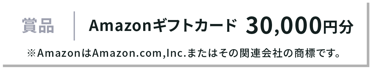 賞品 Amazonギフトカード 30,000円分 ※AmazonはAmazon.com,Inc.またはその関連会社の商標です。